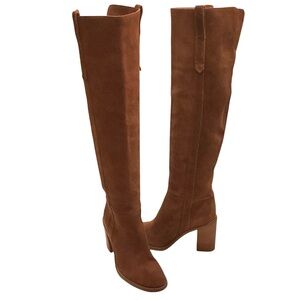 Madewell Jimi Over the Knee Boots Brown Suede Tall Pull-on Heel Boots Size 7.5